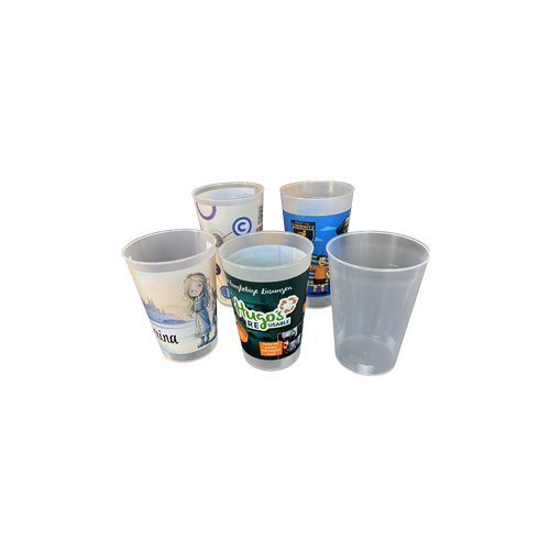 Becher Mehrweg 0,2l / 0,3l / 0,4l / 0,5l mit oder ohne Druck