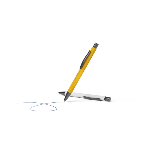 Kugelschreiber Metall mit Softtouch, Clip grau